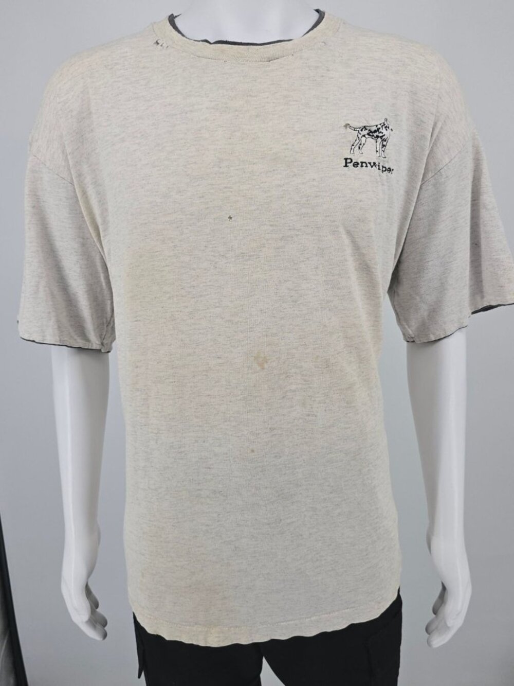 Distressed Vintage 1990s Tee Jays "Penwiper" Embroidered Dalmatian T-Shirt (XXL)